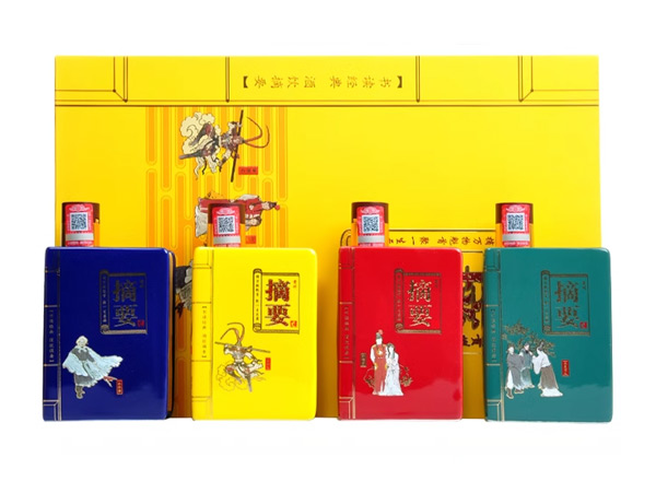 黑河摘要酒回收摘要四大名著礼盒装53度200ml*4瓶贵州金沙回沙酒